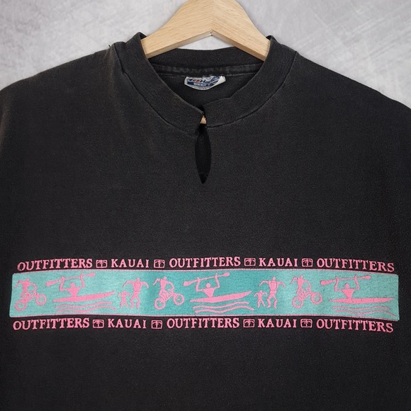 Hanes Other - Vintage Outfitters Kauai Shirt Mens Large Black Kayak Hiking Graphic 90s USA